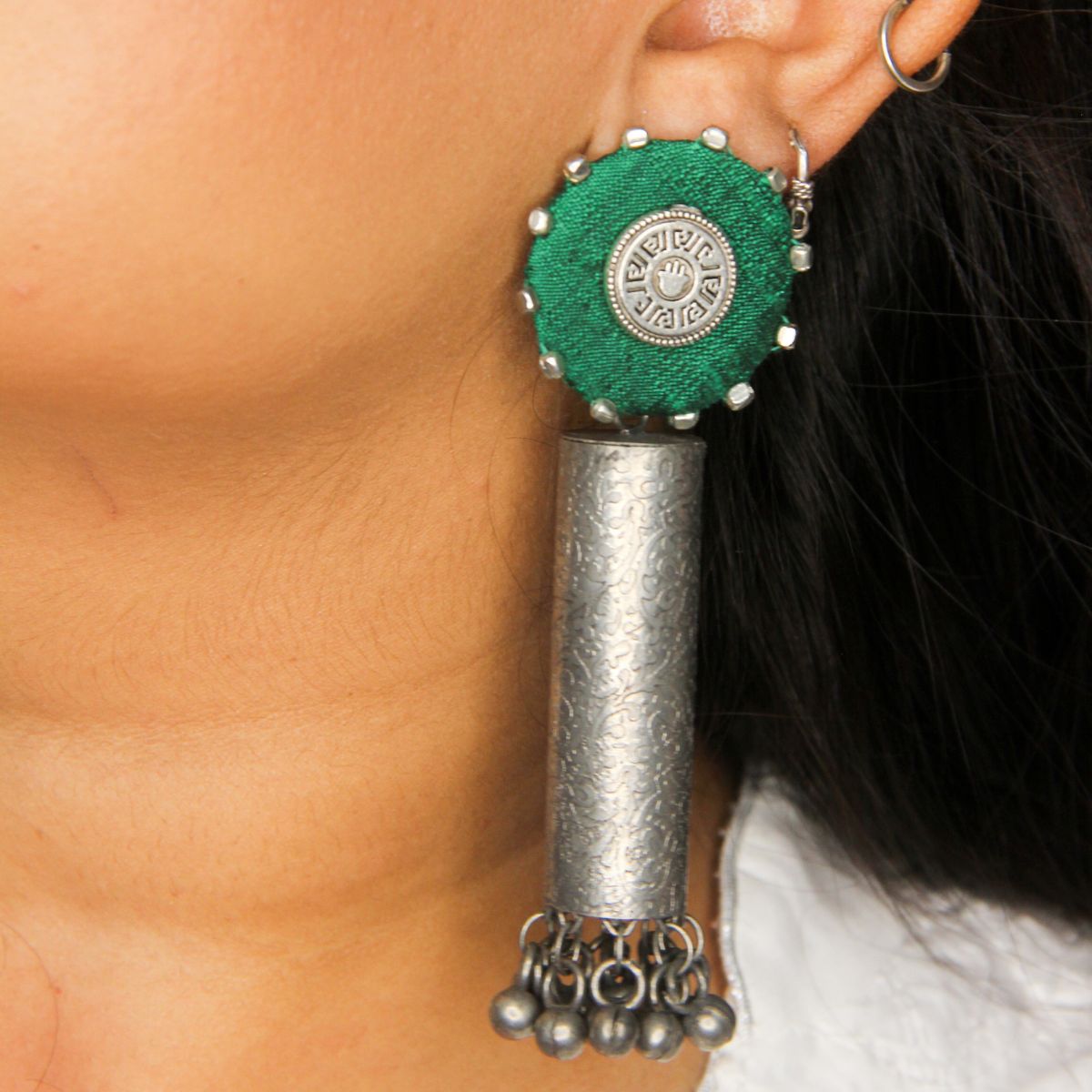 Green Cylinder Jhumka